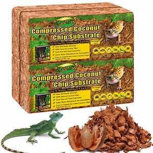 ZeeDix 4Pack Compressed Coconut Chips Brick Natural Coconut Husk for Reptiles Bedding Coco Coir Chips Terrarium Substrate for Ball Python Frog Snake Gecko Hermit Crab Tortoise