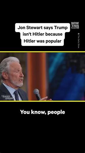 NowThis Impact on Instagram: "Jon Stewart points out the key difference between Hitler and Trump: popularity. Trump’s approval rating dropped to just 37% in his first year in office — evidence that the public narrative around him is changing. ‘It ain’t flying in a lot of places where you think it might be flying.’"