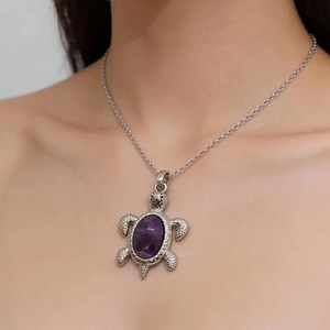 Amethyst Turtle Pendant Necklace, Free Chain, Handmade Purple Gemstone Animal Jewelry Gift for Women - Etsy Canada