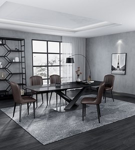 [Hot Item] Modern Home Restaurant Marble Stone/ Sintered Stone Table Top Furniture Dining Set