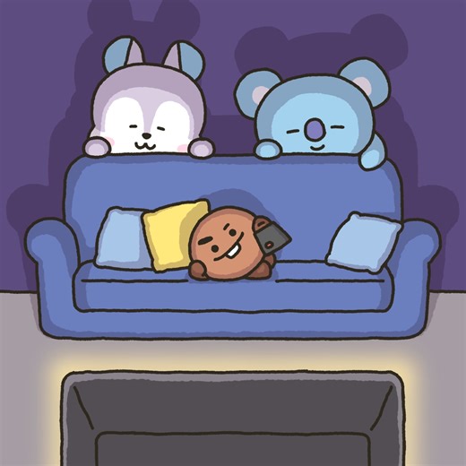 Whatcha watchin? 🍿 何観てるの？ 🍿 뭘 그렇게 재밌게 봐? 🍿 #BT21 #Hobby #Couch #Drama #Rating | BT21