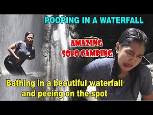 Bathing in a beautiful waterfall and peeing on the spot || Solo Camping