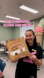 2.4K views · 18 reactions | Girls' Weekend fun at Board & Brush!  We made the cutest camping-themed DIY signs. From picking stencils to painting , it was super easy and so creative! Can't wait to do it again. What theme should we make next? Halloween, Christmas, Summer? ☀️ Let us know!  | Sun Outdoors Myrtle Beach | Facebook