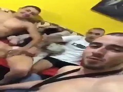 Group of hot straight Slavic guys sharing slut ðŸ”¥