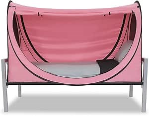 Privacy Pop up Eclipse Bed Tent Bed Drapes (Pink, Queen)