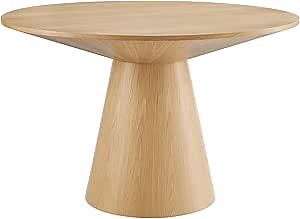 Modway Provision 47" Round Wood Grain Dining Table in Oak