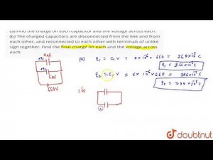 A `4.00 muF` capacitor and a `6.00muF` capacitor are connected in parallel across a `660 V` supp...