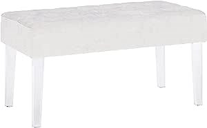 Linon Ella Acrylic Leg Platinum Bench