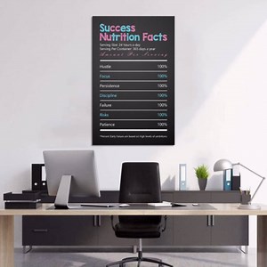 Motivational Canvas Wall Art, Success Nutrition Facts Positive Affirmations Wall Decor Success Picture for Office - Inspirational Poster Front Quotes Prints Entrepreneur Artwork for Home, 24 x 36 in