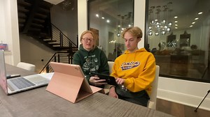 Jakob is 22. He has autism and apraxia. His speech is unreliable. In August, he started to communicate openly with his communication partner, Julie by spelling words one letter at a time on a keyboard. We spent a week with her in California. Then we came back to Cincinnati. We haven’t seen her since. Until yesterday. We’re off to a good start…💙 #keepkickingass #athomewithautism #autisticallyinclined #cardsbyjakob #helpingsendsmiles | Cards by Jakob