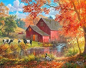 Amazon.com: RoseArt - Abraham Hunter - Life on The Farm - 300 Piece Jigsaw Puzzle for Adults : Toys & Games