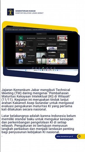 Kemenkum Jabar Ikuti TM Daring Bahas Evaluasi Maturitas Kekayaan Intelektual (KI) Nasional