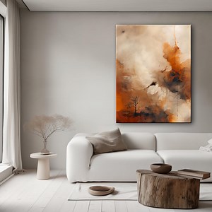 Textured Abstract Canvas Wall Art: Rust Orange & Gray Vertical Painting - Etsy
