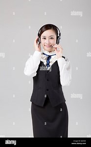 Business Woman with Headset, Telephone Operator Stock Photo - Alamy