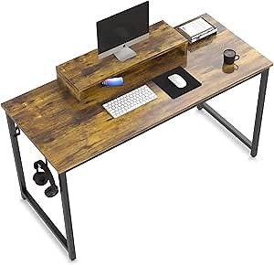 Computer Desk, 39 inch Industrial Style Home Study Writing Desk, Small PC Table Desk, Rustic Board with Black Metal Frame