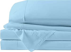 NON Sticky cotton 100% Lyocell Split King Sheets Sets for Adjustable Bed Softest Cooling Eucalyptus Sheets- 5 Pcs -Split King Sheets for Adjustable Bed Twin XL - 15"-18" Deep (Light Blue)