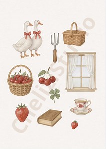 Cottage Core Girl Starterpack || Digital Art || Printable Wall Art || Room Decor || Poster || Print || Druk || Plakat - Etsy UK