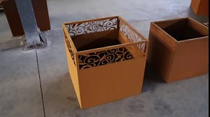 Corten Steel Metal Planter Box Square Cube Outdoor Large Carved Flower Pot Assemble Garden Decor for Commercial Residential Patio Deck and Backyard 24 Inch