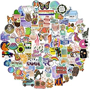 Stickers for Water Bottles,100 PCS Cute Waterproof Vinyl Aesthetic Vsco Stickers Laptop Car Decals Skateboard Hydroflask Stickers for Adults Teens Kids, Sticker Packs