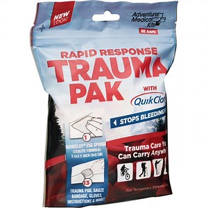 Adventure Medical Kits 20640292 Sportsman Trauma Pak Kit with QuickClot Black w/White Accents