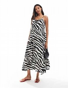 Vero Moda Maternity easy shirred cami ankle dress in zebra print | ASOS