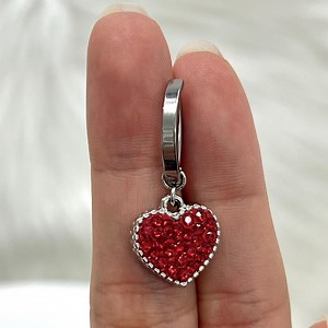 14G Titanium Belly Button Ring Clicker With Interchangeable Red Heart Dangle Hypoallergenic Navel Jewelry - Etsy