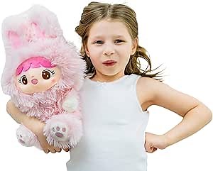 TY & TAY Teddy Bear Stuffed Animal -14 Inches Plushie Rabbit, Bunny Teddy Bear, and Cozy Plushies, Kids Companion Stuffed Animal Bunny Facial Expression Pink Bunny Stuffed Animal