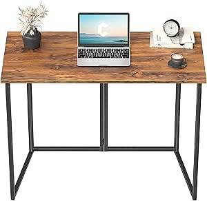 Cubiker 40" Folding Computer Desk,Small Home Office Laptop Work Desk,Study Writing Table,No-Assembly,Foldable and Portable Design,Deep Brown