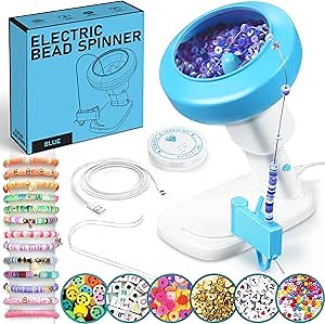 Electric Bead Spinner for Bracelet Making Kit - Clay Bead Bracelet Kit Essentials, Bead Spinner Needles Included, Easy Friendship Jewelry Bracelet Making, Applicable for Different Kind of Beads