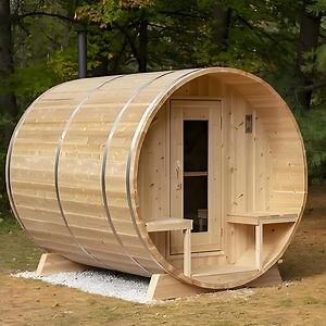 [Hot Item] Luxury Hemlock Barrel Sauna Featuring Colorful LED Lighting
