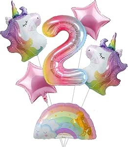 Amazon.com: Unicorn Birthday Decorations for Girls– Rainbow Unicorn Balloon Bouquet with Number 2 Foil Balloon 2nd Birthday Party Supplies : Toys & Games
