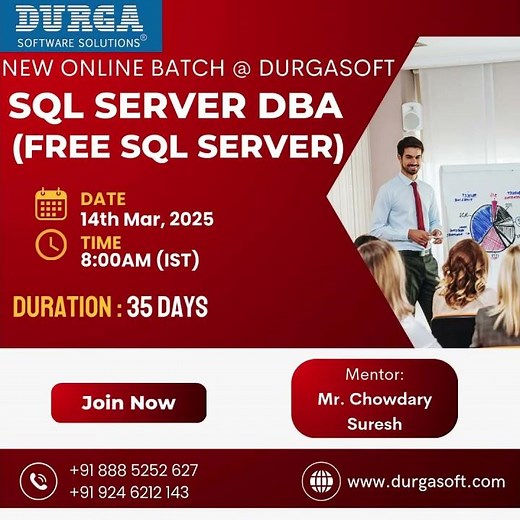 🔥 SQL Server DBA Training | Free SQL Server Course | New Online Batch @ Durgasoft 🚀