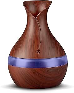 NEWKBO 300ml USB Humidifier with Wood Grain LED Lights Diffuser for Home