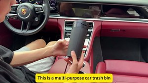 Car Cup Holder Trash Can with Lid - Mini Small Auto Garbage Can Bin for Vehicle, Car Door, Back Seat - Leakproof Portable Dustbin (Black)