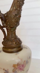 Antique Wavecrest Victorian Ewer – Cherub Griffin Handle With Hand-painted Floral Glass & Ornate Metalwork - Etsy