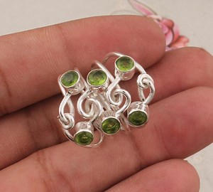Peridot Sterling Silver Band Ring: Handmade Designer Gemstone Ring - Etsy