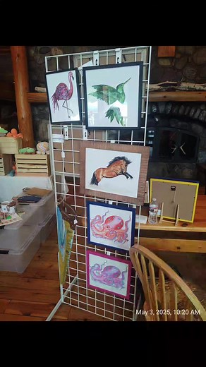 Spring markets selling 5x7 framed prints up to 11x14. Prints available. Contact dawnzgallery@gmail.com for pricing. #wildmustangsforever #buckskinhorse #artislife #watercolorpainting #grizzlybear #hummingbirds #horses #octopus | DawnZ Gallery