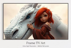 Chibi Girl and White Dragon Fantasy Art (digital Download) - Etsy UK