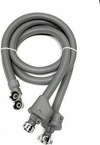 2-pack Flood Safe Washing Machine Hoses - 5 FT Heavy Duty PVC Hose Sealed With Rigid Corrugated Outer Wall in Gray and Built-in Auto Shut-off Valve Come with Univeral 90 degree elbow Connection (5FT)