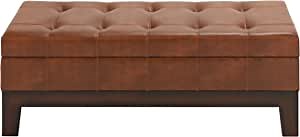 Deco 79 35041 Wood Leather Storage Bench, 47" x 18"