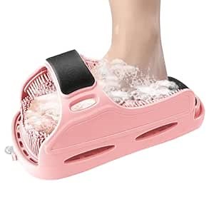Shower Foot Scrubber, Foot Scrubber in Shower for Shower Floor, Simple Feet Scrubber Shower Cleaner Mat, with Non-Slip Suction Cups Cleans, Pink