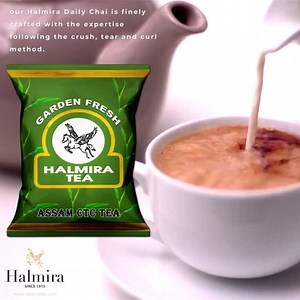 Halmira Strong CTC Tea This authentic Assam blended black tea from vales of our estate is cultivated with pristine touches that includes several steps from cleaning to refining and drying. Exclusivity Aroma– Strong and hearty Liquor-Deep red without milk and with milk, it has a thick appearance Taste-Bold, refreshing, and uniquely bracing with spices Complements-Lemon cakes, custard tarts, chocolate tea cakes Best consumed as breakfast tea but equally appealing as afternoon and evening sips Step