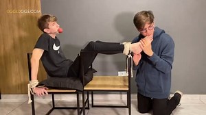 Tied Blonde Boy Feet Lick And Beat🔥