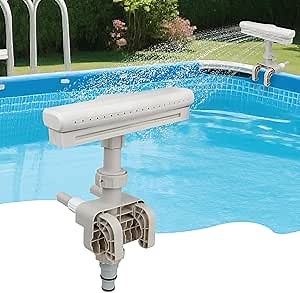 Pool Fountain Head Attachment, Adjustable Waterfall Pool Sprinkler with 7 Colors LED Shine Lights for Above Ground Outdoor Pools