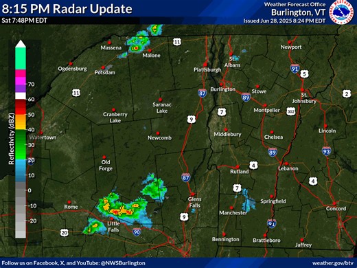 5.9K views · 25 reactions | A few passing showers mainly along the international border and across southern Vermont are possible this evening, but the majority of locations should see a calm evening with decreasing winds. | US National Weather Service Burlington VT | Facebook
