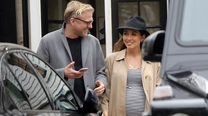 Pregnant Myleene Klass, 40, shows off baby bump in striped top as she enjoys pub lunch with boyfriend Simon Motson