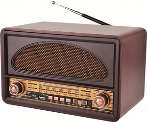 [Hot Item] Classic Greadio Cherry Wooden Phonograph Strong Bass Enhancement Am/FM/Sw Radio