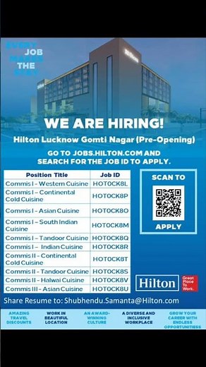 Hiring Updates at Hilton hotel #hoteljobs #job #hiring