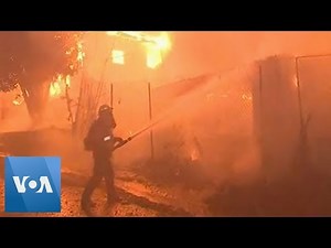 Firefighters Battle Wildfires in Los Angeles