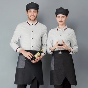 [Hot Item] Plus Size Unisex Dinner Hotel Restaurant Service Staff Uniforms Waiter Waitress Uniform